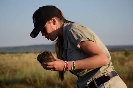 Steph with poo sample The life of a Ranger can be somewhat grimy at times...